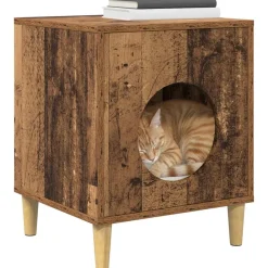 vidaXL Casa para Gatos Madera vieja 42,5 x 40 x 53 cm Madera envejecida Best