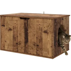 vidaXL Casa para Gatos Madera vieja 85 x 55 x 50,5 cm Madera envejecida Hot