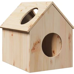 vidaXL Casa para gatos madera maciza pino 41x50x50 cm Natural Hot