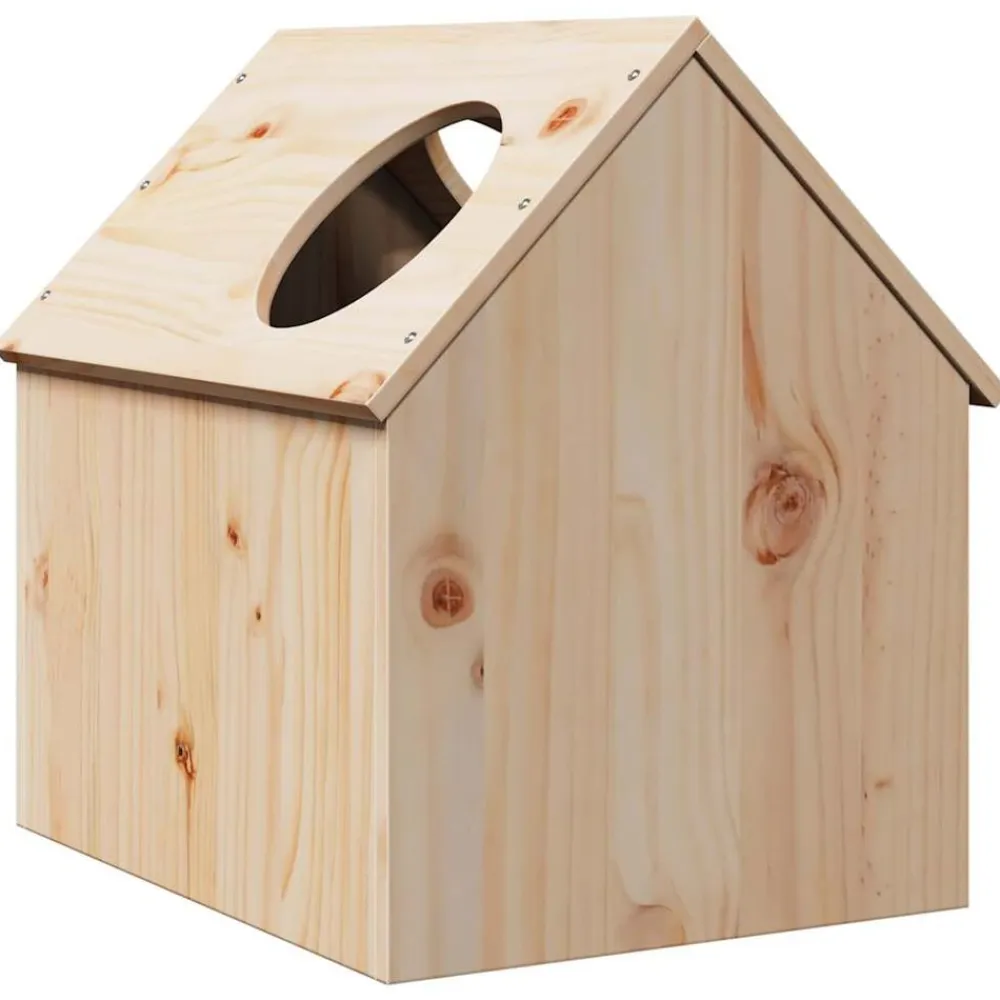 vidaXL Casa para gatos madera maciza pino 41x50x50 cm Natural Hot