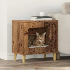 vidaXL Casa para Gatos Madera vieja 51 x 30 x 52 cm Madera envejecida Online