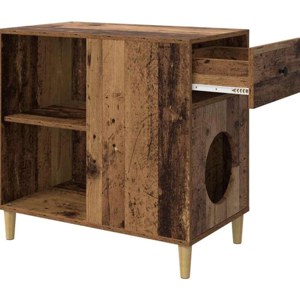vidaXL Productos Para Mascotas-Casa para Gatos Madera vieja 72 x 42.5 x 70 cm