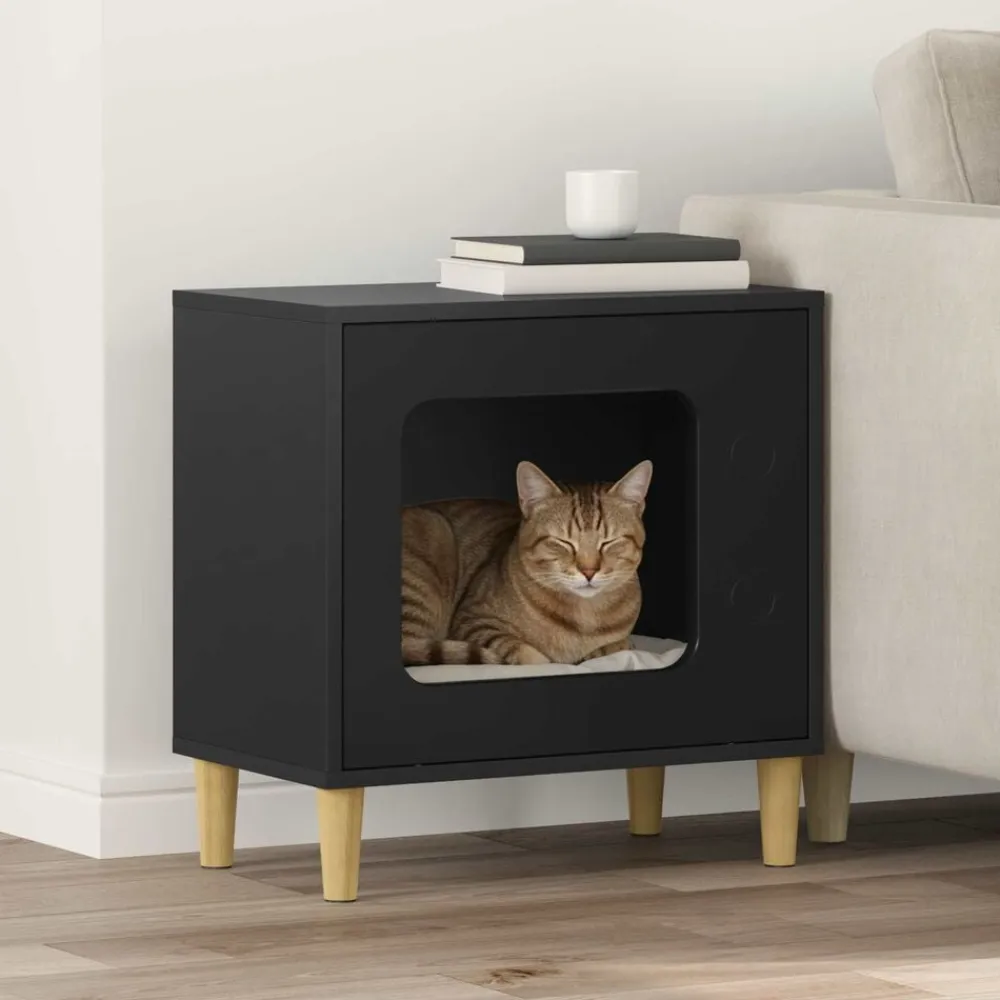 vidaXL Productos Para Mascotas-Casa para Gatos 51 x 30 x 52 cm Madera de ingeniería