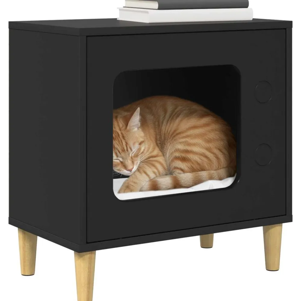 vidaXL Productos Para Mascotas-Casa para Gatos 51 x 30 x 52 cm Madera de ingeniería