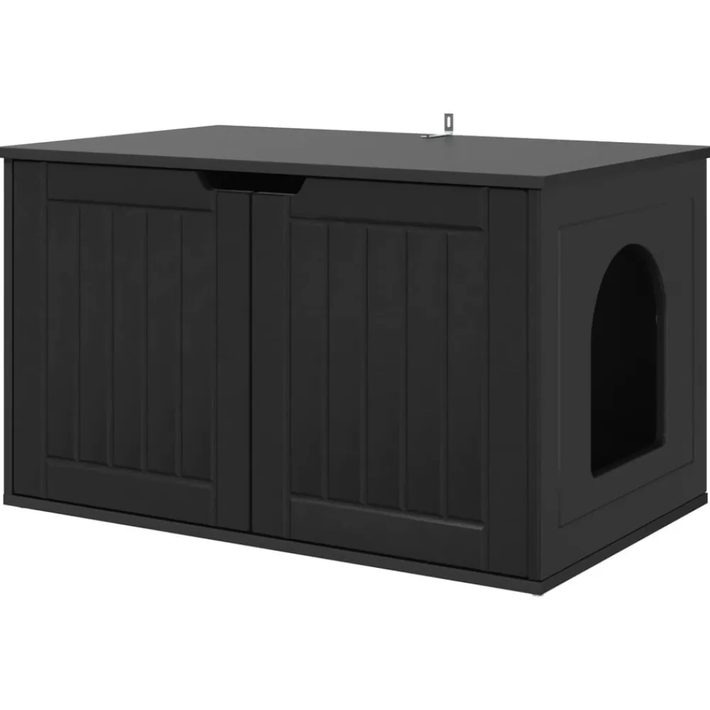 vidaXL Casa para Gatos 85 x 55 x 50,5 cm Madera de ingeniería Negro Best