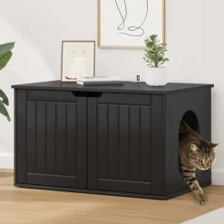 vidaXL Casa para Gatos 85 x 55 x 50,5 cm Madera de ingeniería Negro Best