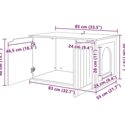 vidaXL Casa para Gatos 85 x 55 x 50,5 cm Madera de ingeniería Negro Best