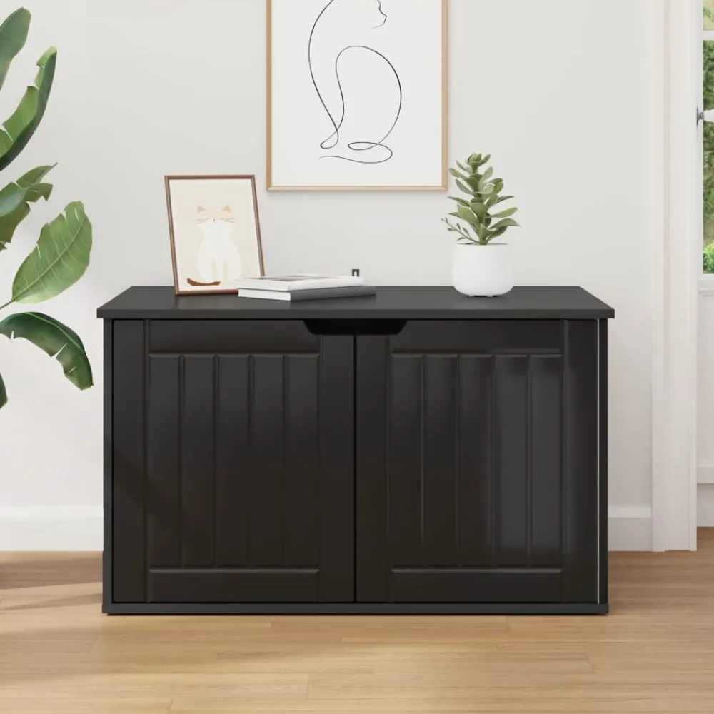 vidaXL Casa para Gatos 85 x 55 x 50,5 cm Madera de ingeniería Negro Best
