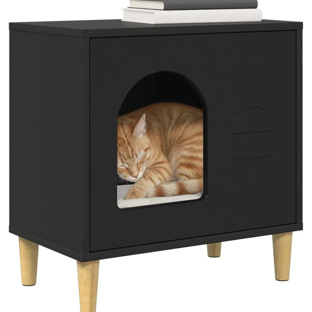 vidaXL Productos Para Mascotas-Casa para Gatos 51 x 30 x 52 cm Madera de ingeniería