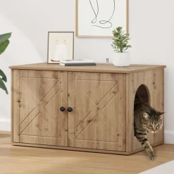 vidaXL Casa para Gatos Roble Artesanal 85 x 55 x 50 cm Roble artisan Hot
