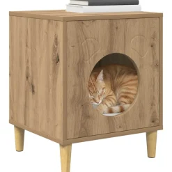 vidaXL Productos Para Mascotas-Casa para Gatos Roble Artesanal 42,5 x 40 x 53 cm
