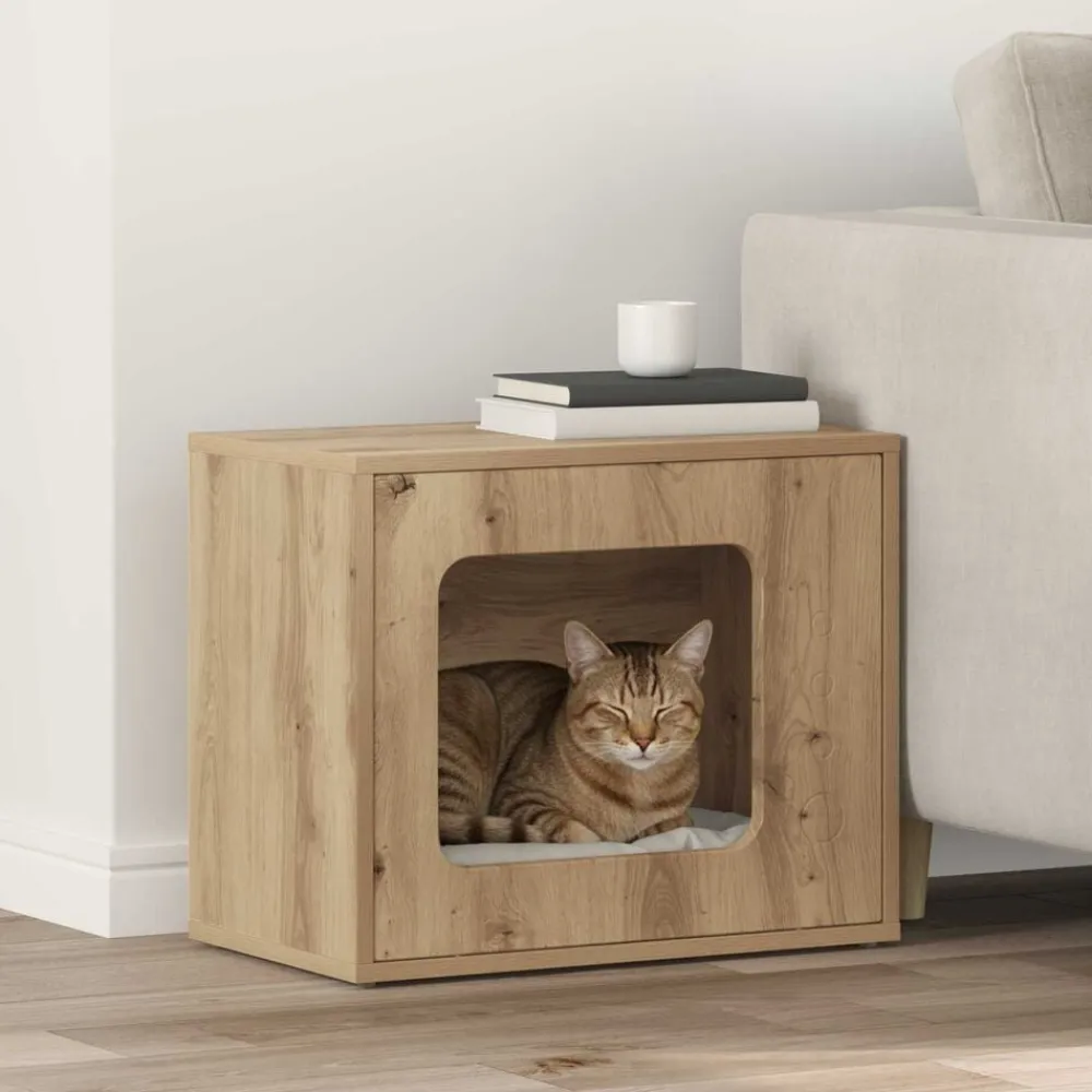 vidaXL Productos Para Mascotas-Casa para Gatos Roble Artesanal 51 x 30 x 42,5 cm