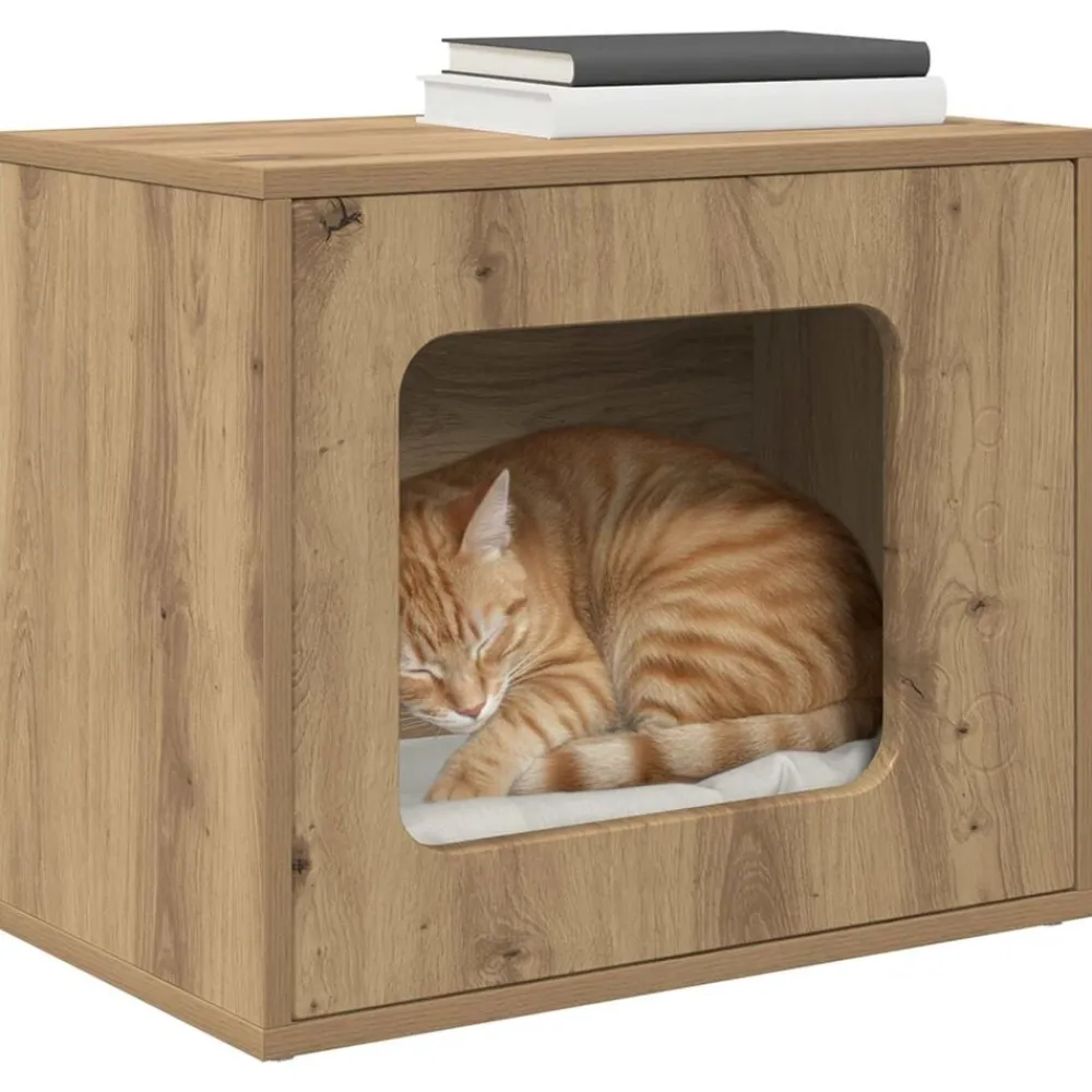 vidaXL Productos Para Mascotas-Casa para Gatos Roble Artesanal 51 x 30 x 42,5 cm
