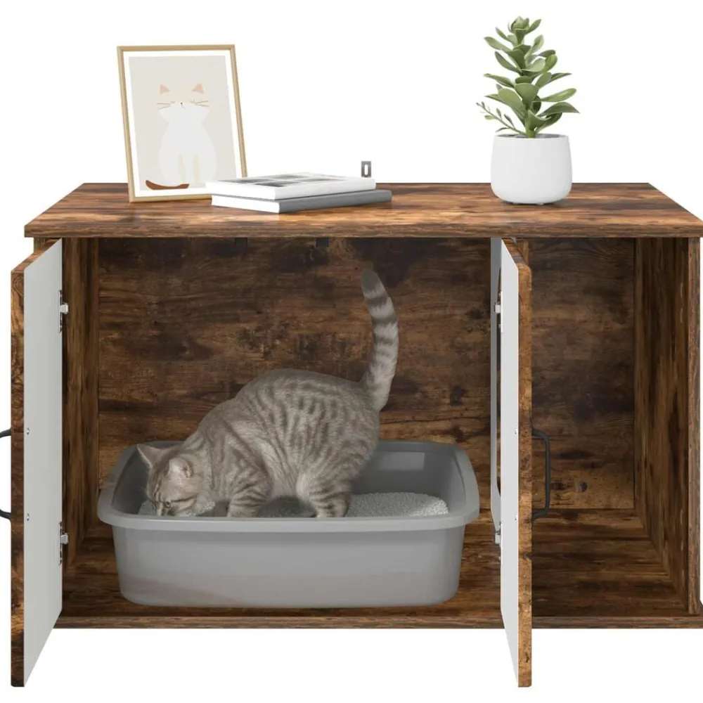 vidaXL Casa para Gatos 85 x 55 x 50 cm Roble ahumado Outlet