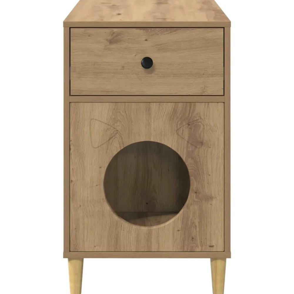 vidaXL Casa para Gatos Roble Artesanal 72 x 42.5 x 70 cm Roble artisan Clearance