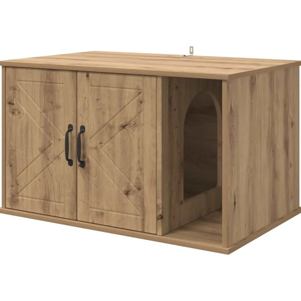 vidaXL Productos Para Mascotas-Casa para Gatos Roble Artesanal 85 x 55 x 50 cm