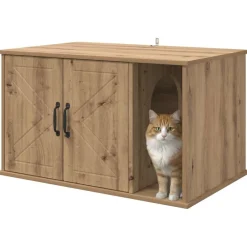 vidaXL Productos Para Mascotas-Casa para Gatos Roble Artesanal 85 x 55 x 50 cm