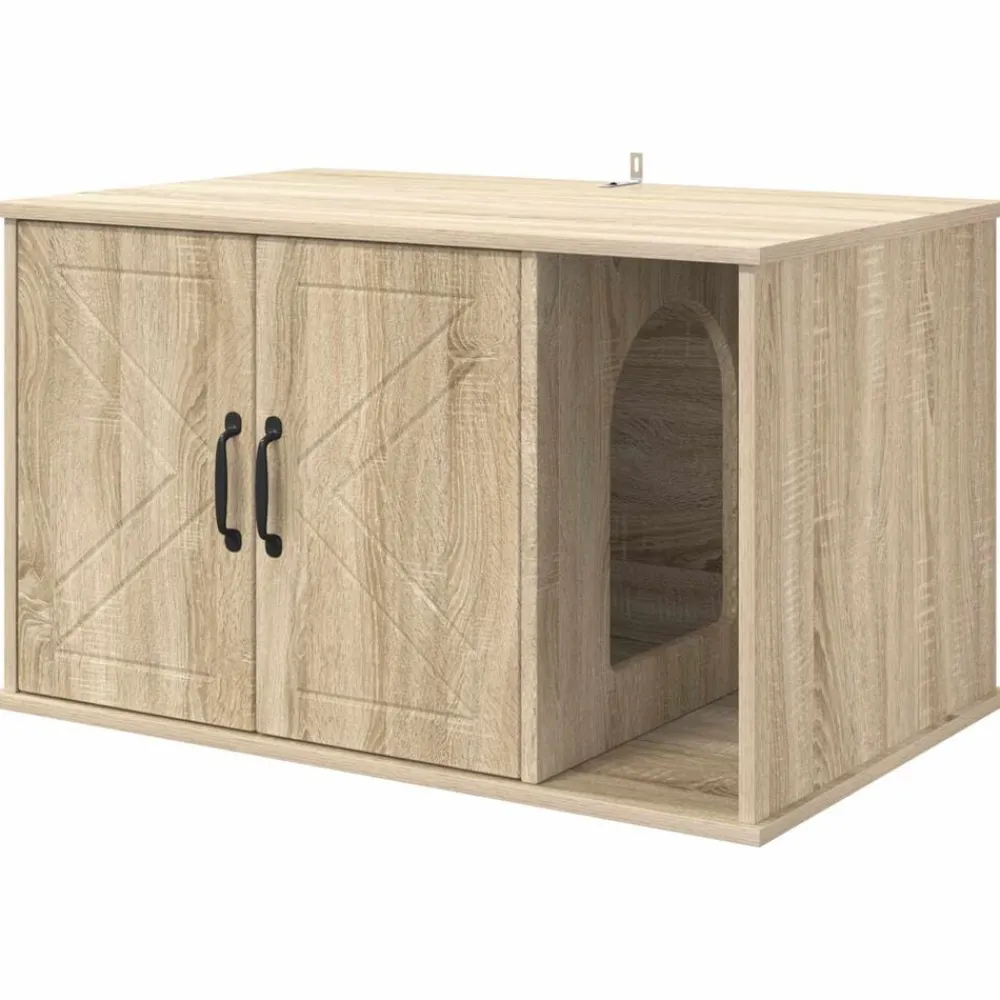 vidaXL Casa para Gatos Sonoma 85 x 55 x 50 cm Madera de ingeniería Roble Sonoma Sale