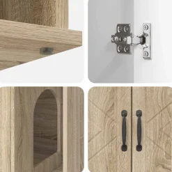 vidaXL Casa para Gatos Sonoma 85 x 55 x 50 cm Madera de ingeniería Roble Sonoma Sale