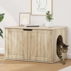 vidaXL Casa para Gatos Sonoma 85 x 55 x 50,5 cm Madera de ingeniería Roble Sonoma New