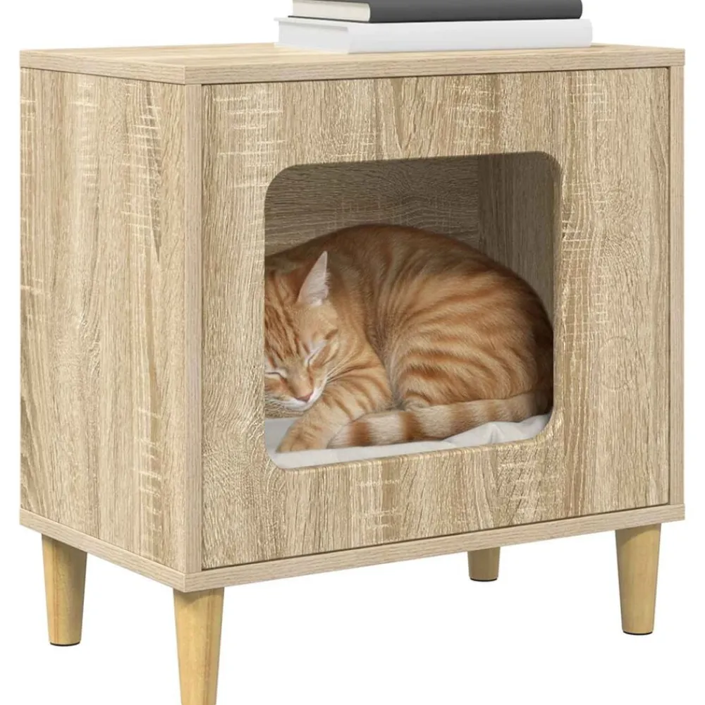 vidaXL Productos Para Mascotas-Casa para Gatos Sonoma 51 x 30 x 52 cm Madera de ingeniería