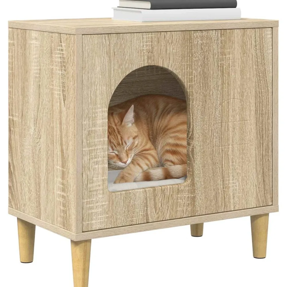 vidaXL Productos Para Mascotas-Casa para Gatos Sonoma 51 x 30 x 52 cm Madera de ingeniería