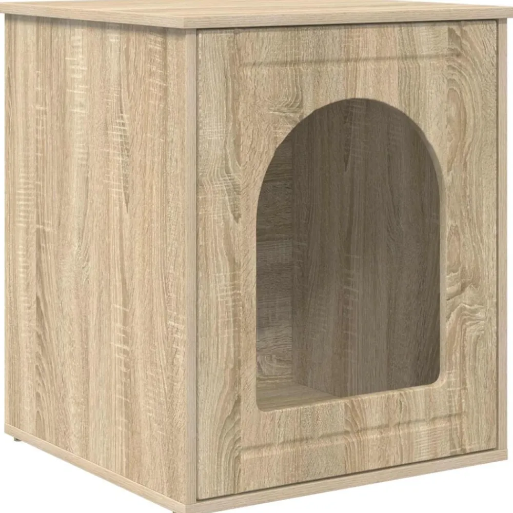 vidaXL Casa para Gatos Sonoma 53 x 52 x 62 cm Madera de ingeniería Roble Sonoma Discount