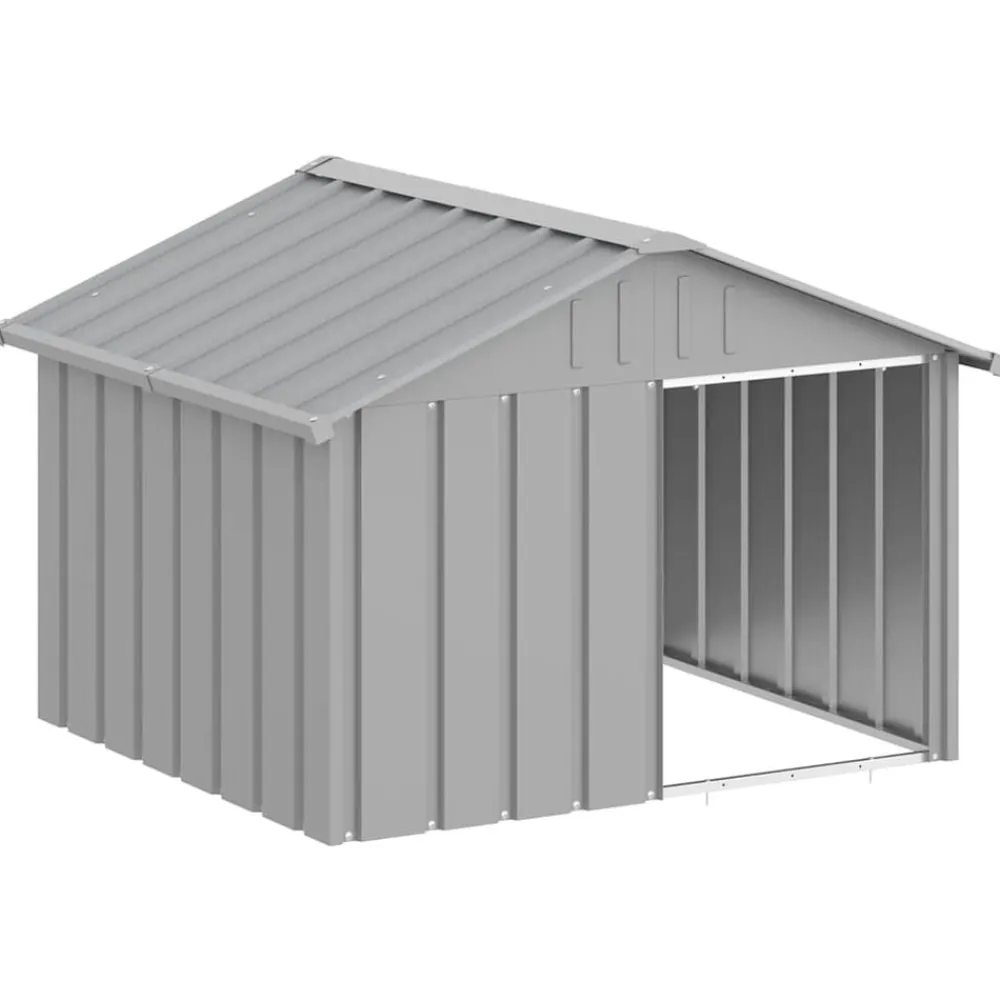 vidaXL Casa para perros acero galvanizado 116,5x153x81,5 cm Gris Outlet