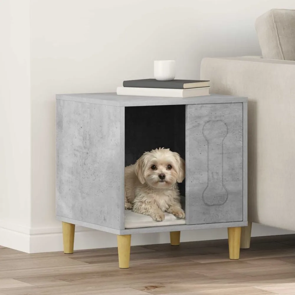 vidaXL Casa para perros Concreto 44 x 42 x 49 cm Madera de ingeniería Gris hormigón Outlet
