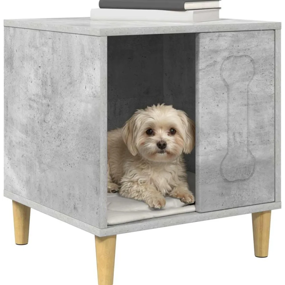 vidaXL Casa para perros Concreto 44 x 42 x 49 cm Madera de ingeniería Gris hormigón Outlet