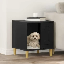 vidaXL Casa para perros 44 x 42 x 49 cm Madera de ingeniería Negro Clearance