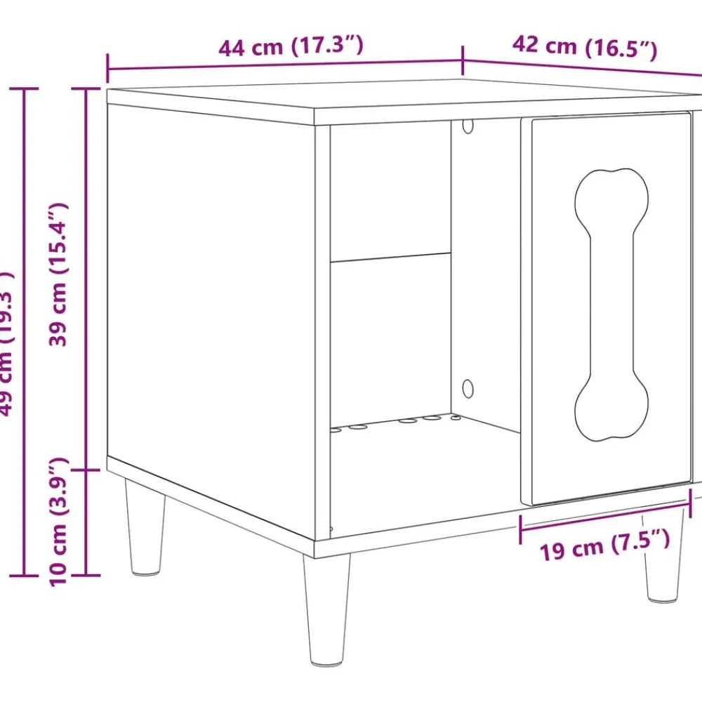 vidaXL Casa para perros 44 x 42 x 49 cm Madera de ingeniería Negro Clearance