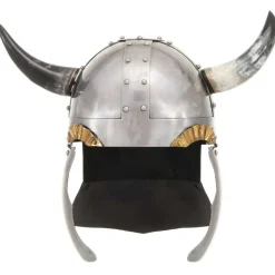 vidaXL Arte Y Ocio-Casco vikingo fantasía LARP acero plateado