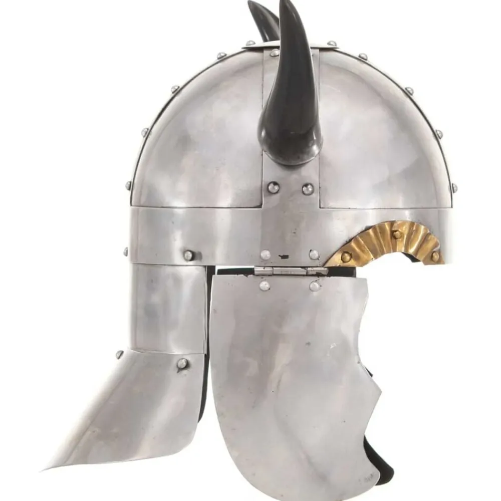 vidaXL Arte Y Ocio-Casco vikingo fantasía LARP acero plateado