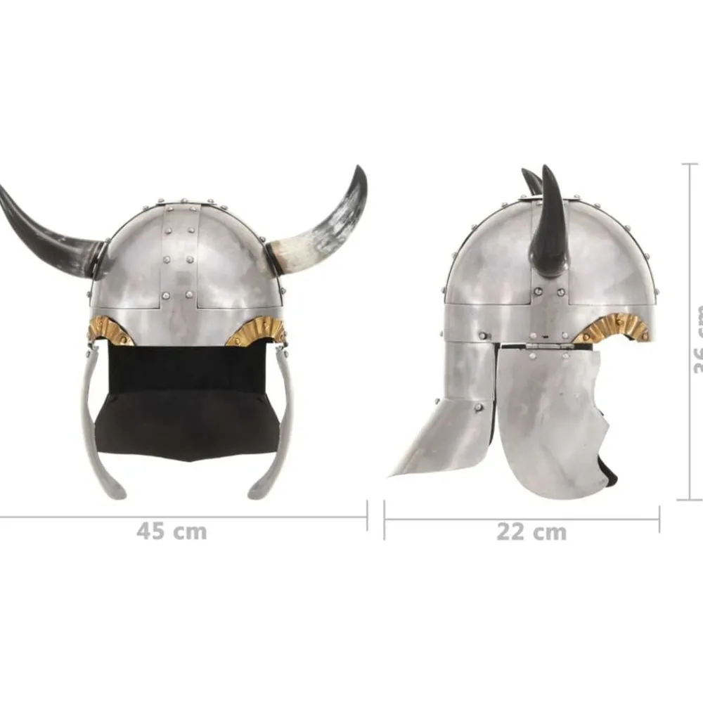 vidaXL Arte Y Ocio-Casco vikingo fantasía LARP acero plateado
