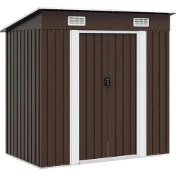 vidaXL Caseta de almacenamiento jardín acero marrón 194x121x181 cm Marrón