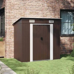 vidaXL Caseta de almacenamiento jardín acero marrón 194x121x181 cm Marr&oacute;n