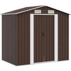 vidaXL Jardín-Caseta de almacenamiento jardín acero marrón 204x132x186 cm