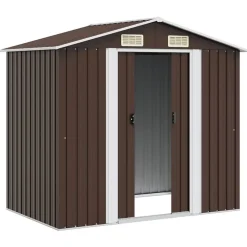 vidaXL Jardín-Caseta de almacenamiento jardín acero marrón 204x132x186 cm