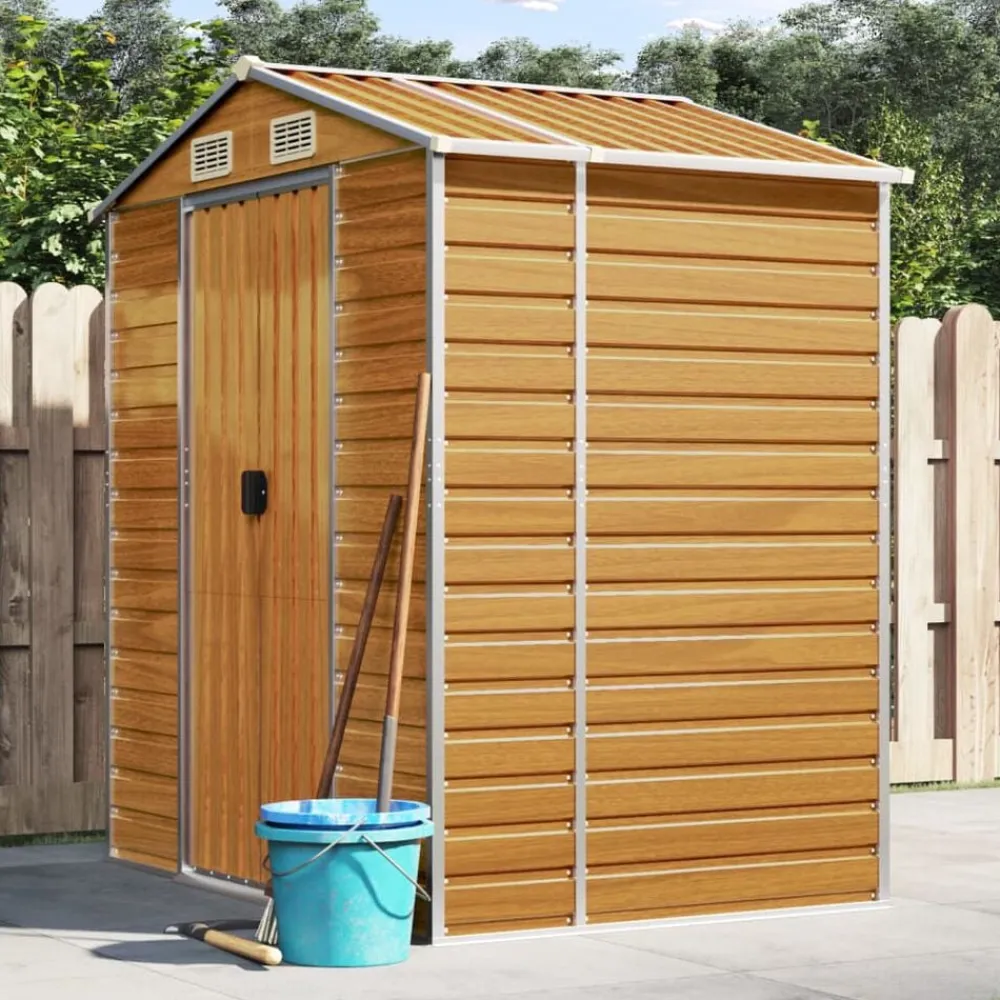 vidaXL Jardín-Caseta de jardín acero galvanizado marrón claro 191x130x198 cm