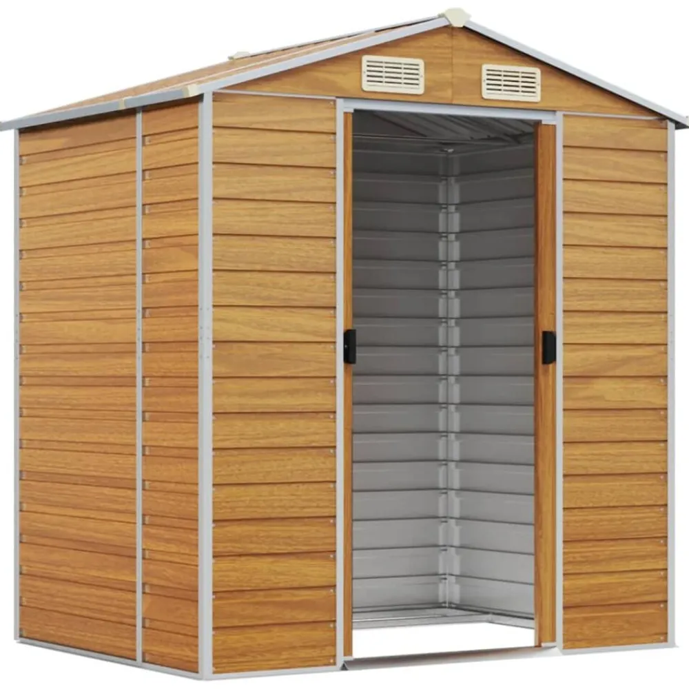 vidaXL Jardín-Caseta de jardín acero galvanizado marrón claro 191x130x198 cm