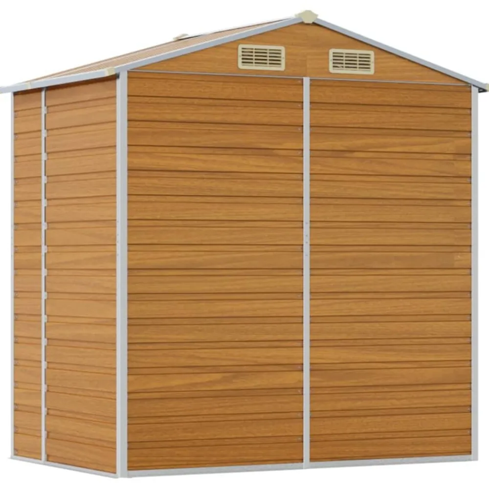 vidaXL Jardín-Caseta de jardín acero galvanizado marrón claro 191x130x198 cm