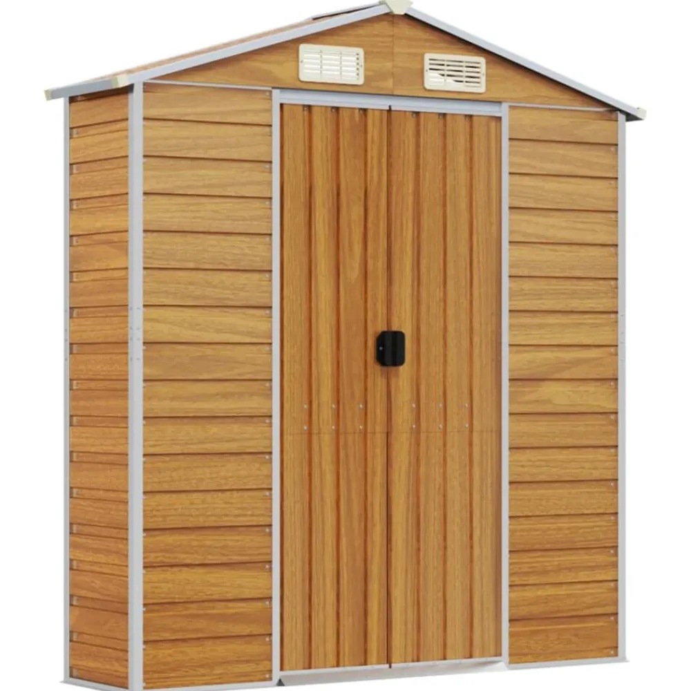 vidaXL Jardín-Caseta de jardín acero galvanizado marrón claro 191x130x198 cm