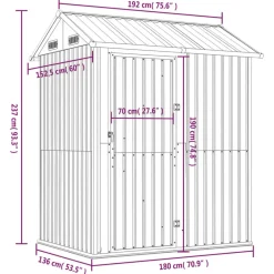 vidaXL Caseta de jardín 192x152,5x237 cm acero galvanizado Antracita Sale