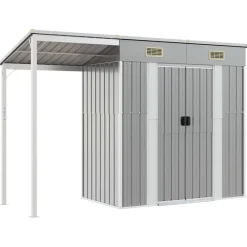 vidaXL Caseta de jardín con techo extensible, , 277 x 107 x 181 cm, acero Gris claro Sale