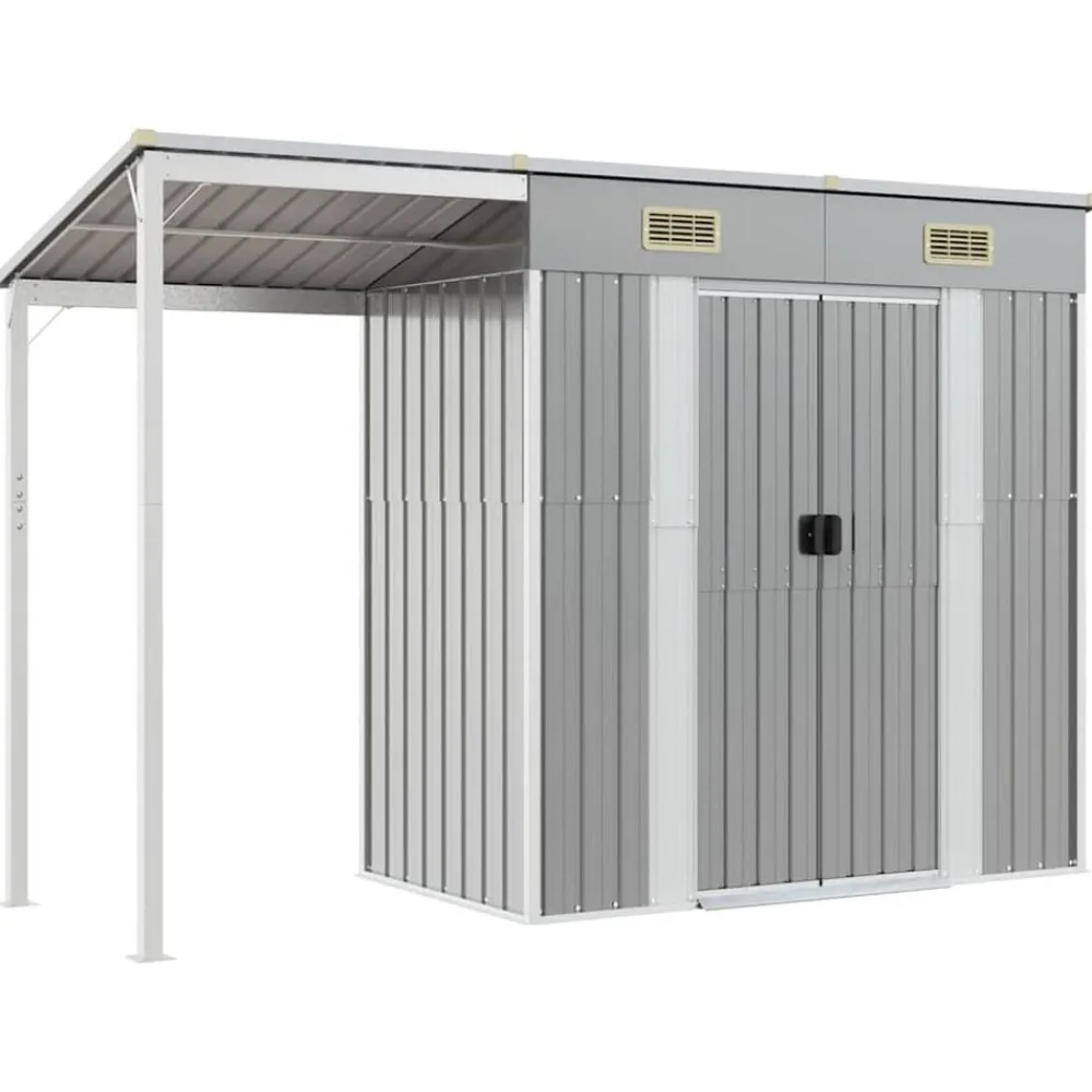vidaXL Caseta de jardín con techo extensible, , 277 x 107 x 181 cm, acero Gris claro Sale