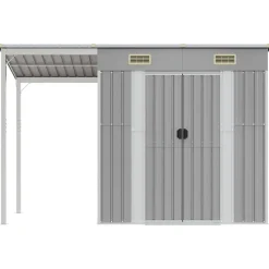 vidaXL Caseta de jardín con techo extensible, , 277 x 107 x 181 cm, acero Gris claro Sale