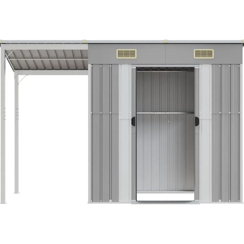 vidaXL Caseta de jardín con techo extensible, , 277 x 107 x 181 cm, acero Gris claro Sale
