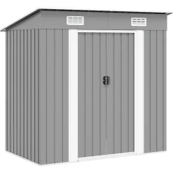 vidaXL Caseta de jardín de metal Gris Hot