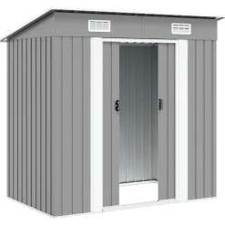 vidaXL Caseta de jardín de metal Gris Hot